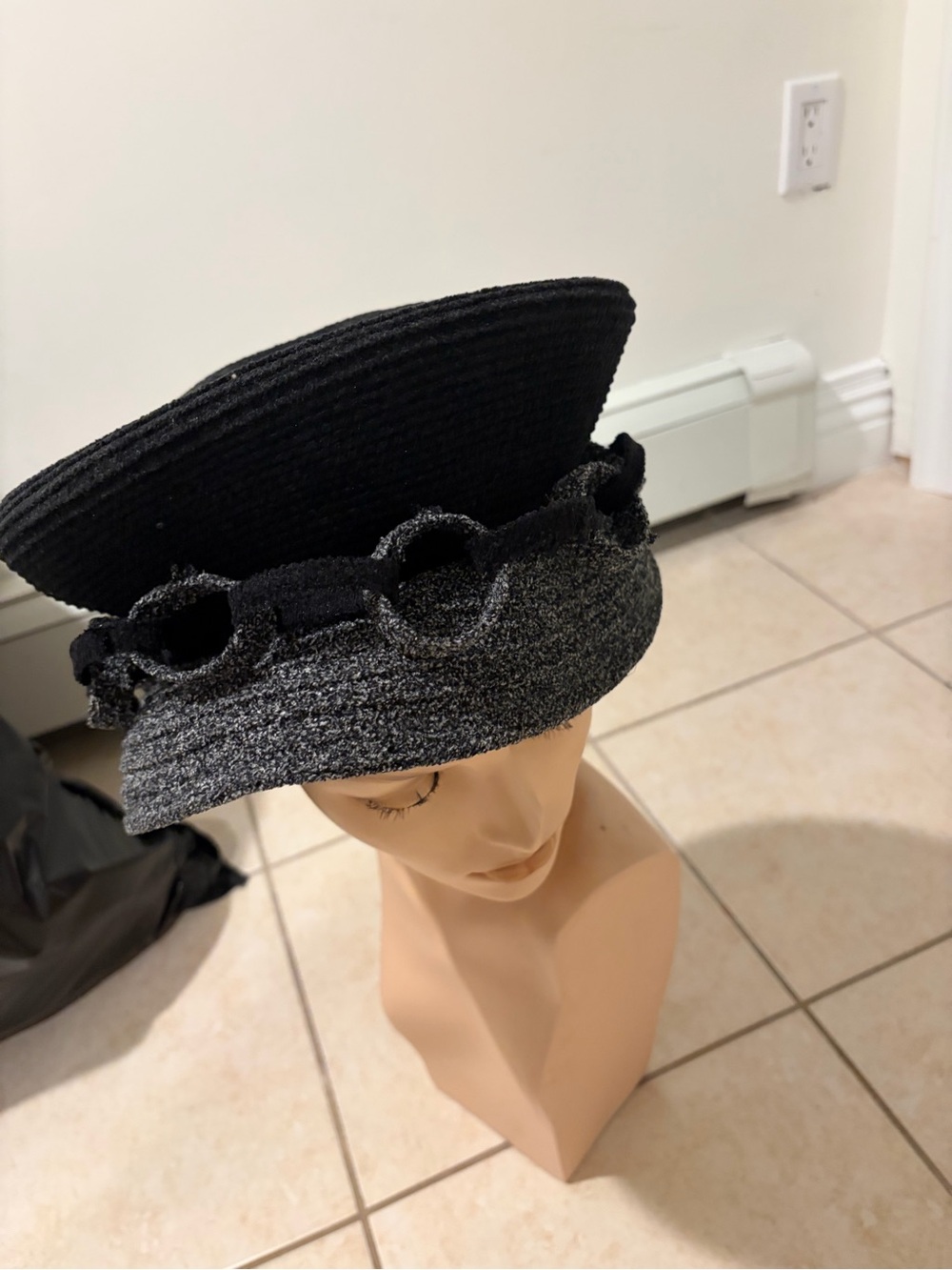 Finesse Black Gray Sculptural Wide Brim Women’s Dress Church Wedding Hat